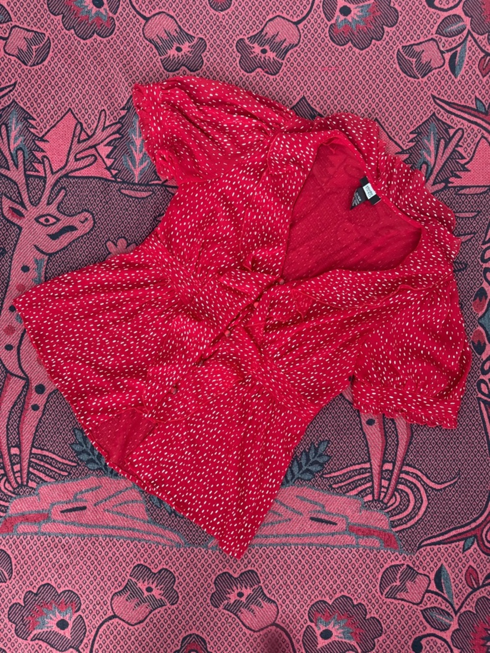 Studio 1940 Red Dot Button-Front Top